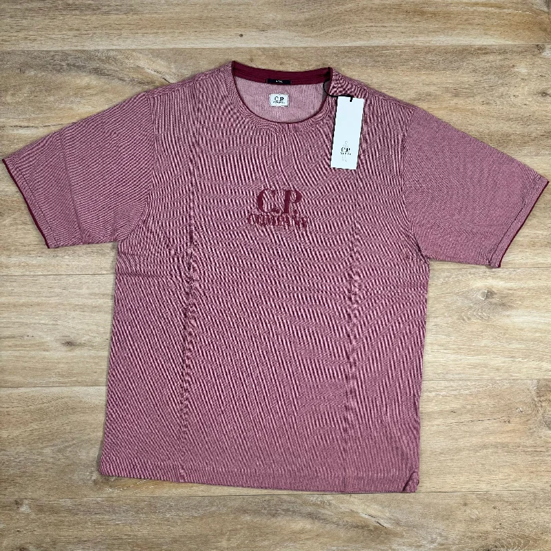 Men's ribbed t - shirts with a textured finish for added styleC.P. Company Tacting Piquet Logo T-Shirt in Red Bud Men's ribbed t - shirts with a textured finish for added styleC.P. Company Tacting Piquet Logo T-Shirt in Red Bud