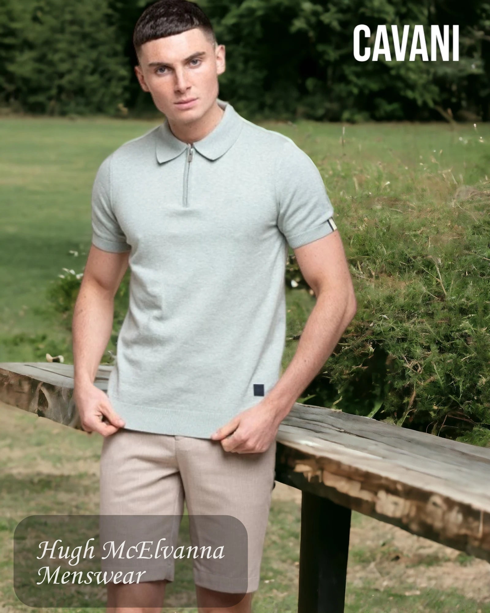 Men's mock - neck t - shirts with a modern and sleek styleMen's Almond Green House Of Cavani Fashion DINO Zip Jersey Polo Men's mock - neck t - shirts with a modern and sleek styleMen's Almond Green House Of Cavani Fashion DINO Zip Jersey Polo