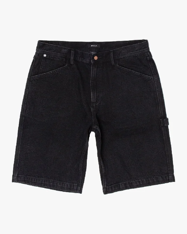 Men's distressed cotton shorts for a bohemian - inspired style Chainmail Denim Shorts - Black Rinse Men's distressed cotton shorts for a bohemian - inspired style Chainmail Denim Shorts - Black Rinse