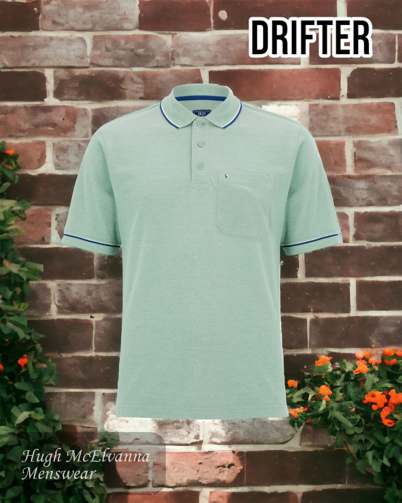 Men's lightweight performance t - shirts for running marathonsDrifter GREEN Polo Shirt 55104/33 Men's lightweight performance t - shirts for running marathonsDrifter GREEN Polo Shirt 55104/33