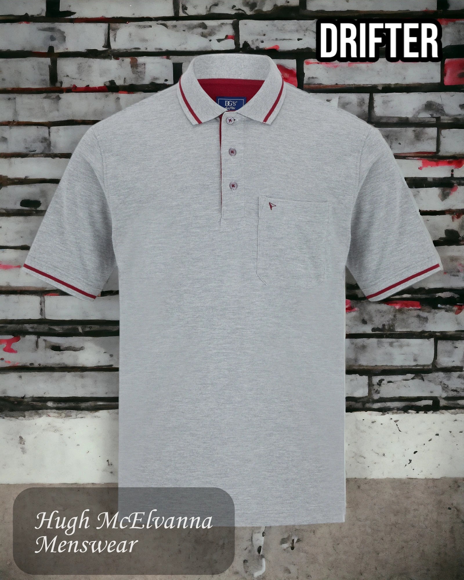 Men's tie - dye t - shirts with a bohemian styleDrifter Lt. Grey Polo Shirt With Pocket Style: 55101/03 Men's tie - dye t - shirts with a bohemian styleDrifter Lt. Grey Polo Shirt With Pocket Style: 55101/03