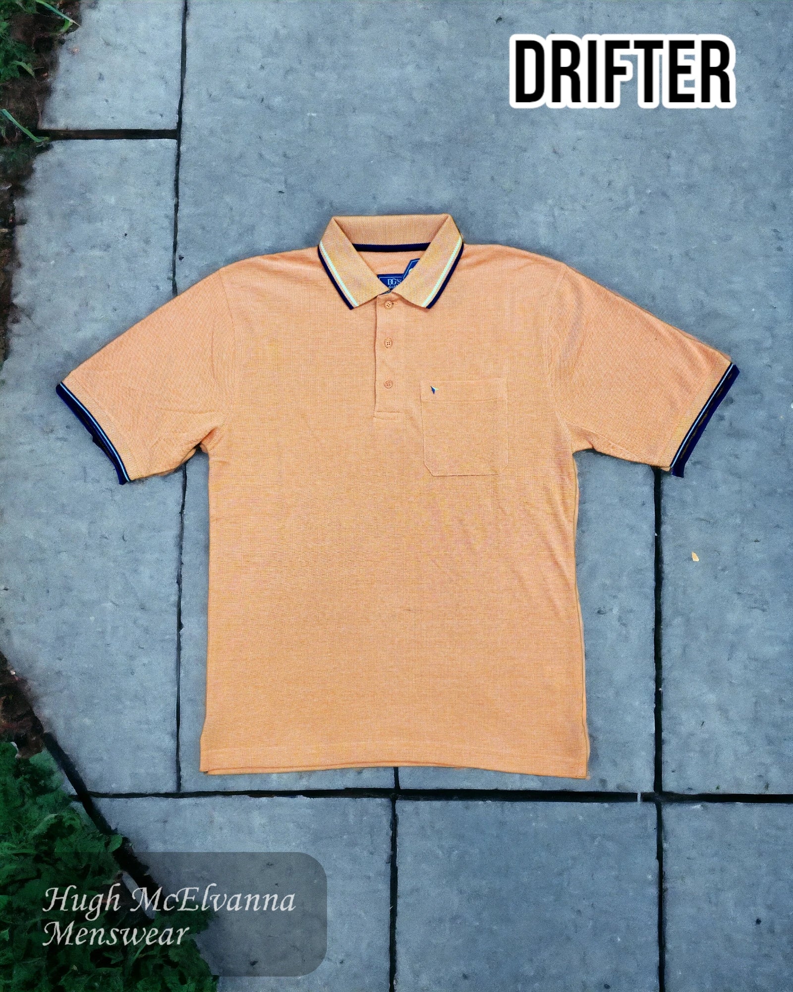 Men's polo t - shirts with a contrast collar for a preppy lookDrifter ORANGE Polo Shirt 55104/54 Men's polo t - shirts with a contrast collar for a preppy lookDrifter ORANGE Polo Shirt 55104/54
