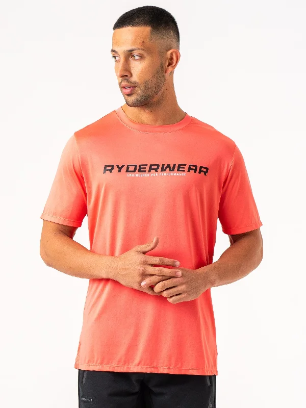 Men's long - sleeve henley t - shirts with button - down placketsEnergy T-Shirt - Coral Men's long - sleeve henley t - shirts with button - down placketsEnergy T-Shirt - Coral