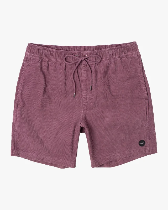 Men's zip - pocket canvas shorts for added functionality during travel Escape 17" Elastic Waist Corduroy Shorts - Lavender Men's zip - pocket canvas shorts for added functionality during travel Escape 17" Elastic Waist Corduroy Shorts - Lavender