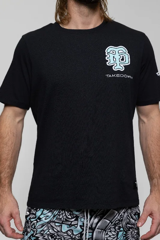 Men's short - sleeve linen t - shirts for summer beach outingsFight Club Mint Monogram T-Shirt - Black Men's short - sleeve linen t - shirts for summer beach outingsFight Club Mint Monogram T-Shirt - Black