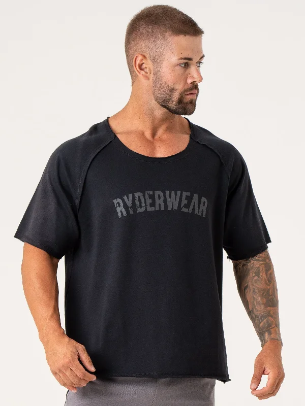 Men's short - sleeve linen t - shirts for summer beach outingsForce Rag Top - Black