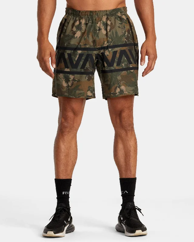 Men's camo print cargo shorts for outdoor adventures Hawaii Yogger Stretch 17" Shorts - Floral Camo Men's camo print cargo shorts for outdoor adventures Hawaii Yogger Stretch 17" Shorts - Floral Camo
