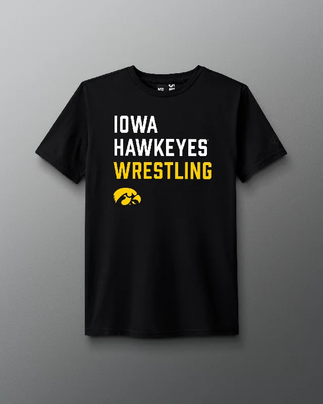Men's distressed denim - look t - shirts with a rugged appealIowa Wrestling Stacked T-Shirt Men's distressed denim - look t - shirts with a rugged appealIowa Wrestling Stacked T-Shirt