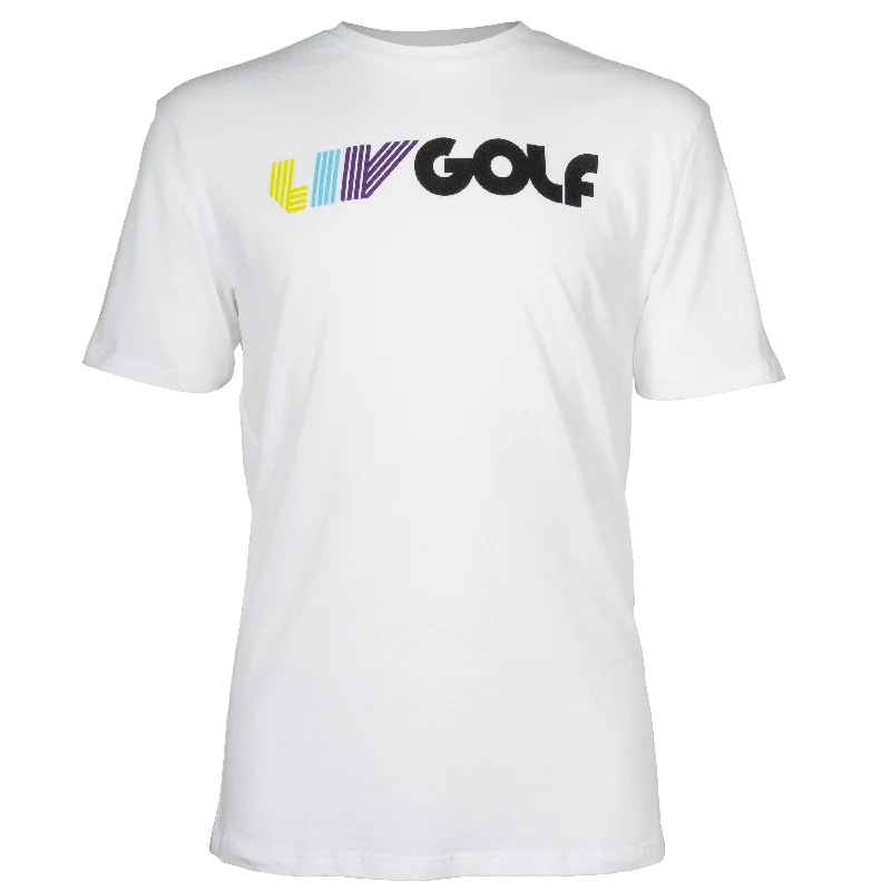 Men's mock - neck t - shirts with a modern and sleek styleLIV Golf | Tri-Color Logo Tee Men's mock - neck t - shirts with a modern and sleek styleLIV Golf | Tri-Color Logo Tee