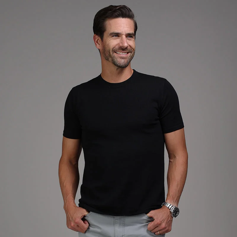 Men's eco - friendly recycled t - shirts for sustainable fashion choicesLucca Luxury Touch Cotton and Silk T-Shirt Black Men's eco - friendly recycled t - shirts for sustainable fashion choicesLucca Luxury Touch Cotton and Silk T-Shirt Black