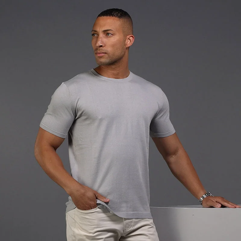 Men's plus - size pocket t - shirts with a classic lookLucca Luxury Touch Cotton and Silk T-Shirt Grey Men's plus - size pocket t - shirts with a classic lookLucca Luxury Touch Cotton and Silk T-Shirt Grey