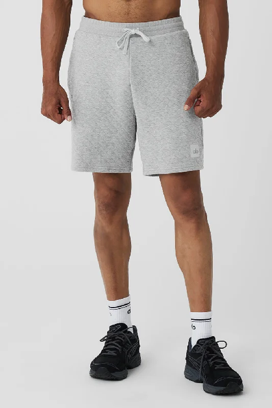 Men's drawstring casual linen shorts for a laid - back summer look Quilted Stadium Short - Athletic Heather Grey Men's drawstring casual linen shorts for a laid - back summer look Quilted Stadium Short - Athletic Heather Grey