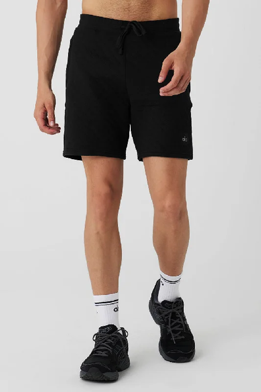 Men's flat - front chino shorts for semi - formal summer events Quilted Stadium Short - Black Men's flat - front chino shorts for semi - formal summer events Quilted Stadium Short - Black
