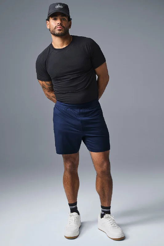 Men's elastic waistband lounge shorts for lazy weekends at home 7" Conquer React Performance Short - Navy Men's elastic waistband lounge shorts for lazy weekends at home 7" Conquer React Performance Short - Navy