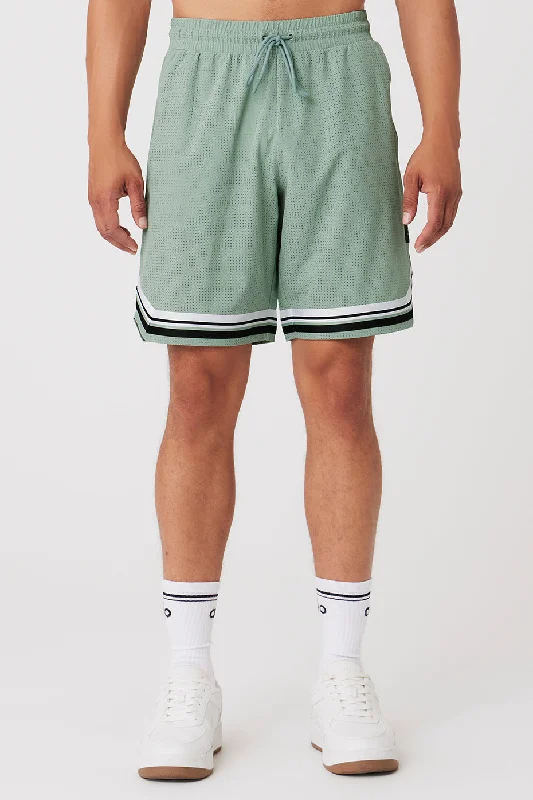 Men's ripped denim shorts for a trendy streetwear aesthetic 9" Traction Arena Short - Icy Sage Men's ripped denim shorts for a trendy streetwear aesthetic 9" Traction Arena Short - Icy Sage