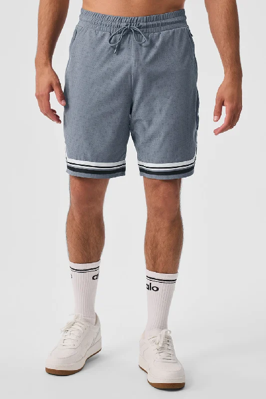 Men's flat - front chino shorts for semi - formal summer events   9" Traction Arena Short - Steel Grey