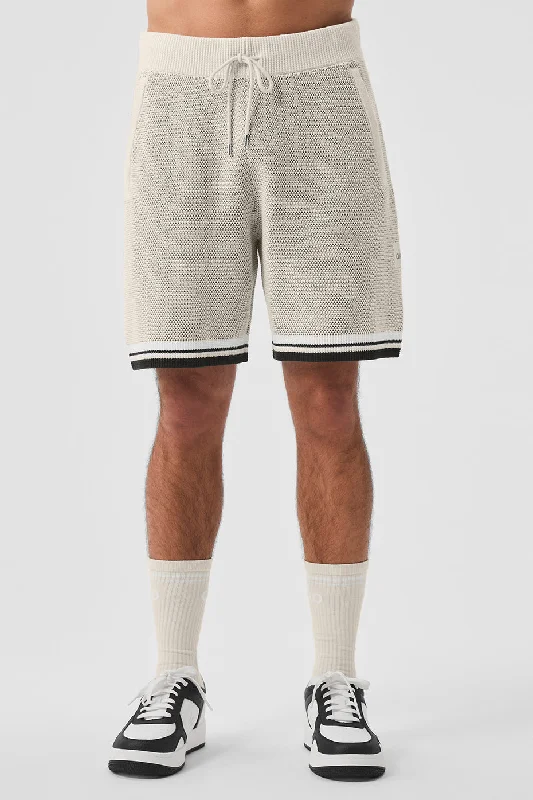 Men's drawstring casual linen shorts for a laid - back summer look 7" Sports Club Sweater Knit Basketball Short - Bone Men's drawstring casual linen shorts for a laid - back summer look 7" Sports Club Sweater Knit Basketball Short - Bone