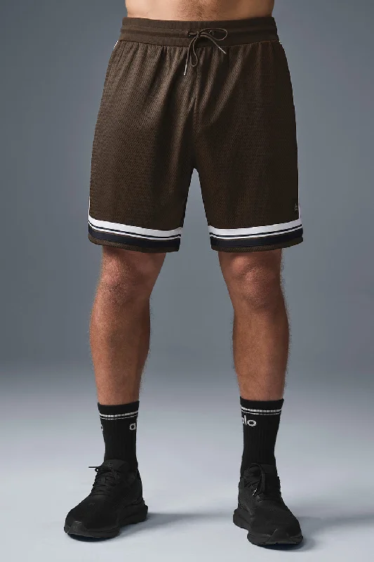 Men's button - fly denim work shorts for durability on the job 7" Key Mesh Basketball Short - Espresso Men's button - fly denim work shorts for durability on the job 7" Key Mesh Basketball Short - Espresso