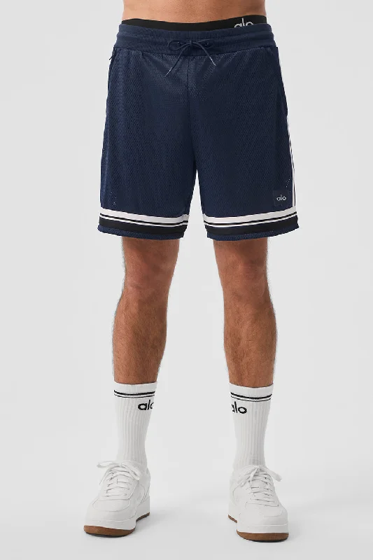 Men's breathable cotton athletic shorts for intense workouts 7" Key Mesh Basketball Short - Navy Men's breathable cotton athletic shorts for intense workouts 7" Key Mesh Basketball Short - Navy