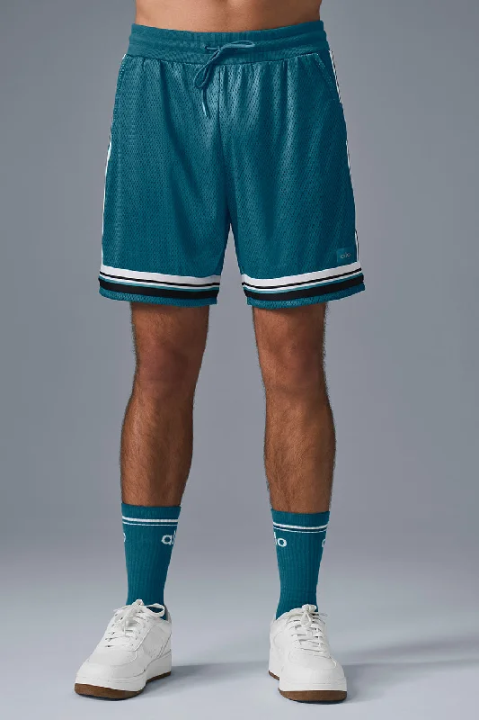 Men's drawstring casual linen shorts for a laid - back summer look 7" Key Mesh Basketball Short - Oceanic Teal Men's drawstring casual linen shorts for a laid - back summer look 7" Key Mesh Basketball Short - Oceanic Teal