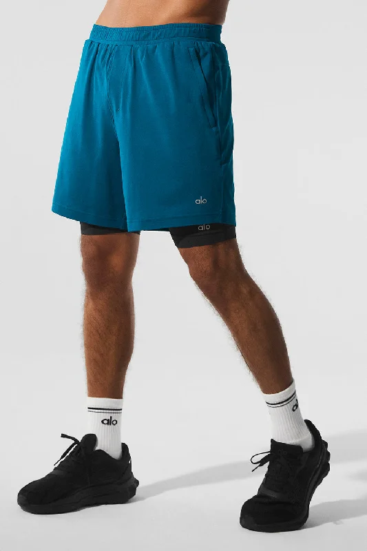 Men's checkered pattern wool shorts for a stylish winter layering option Conquer React 2-In-1 Performance Short - Eclipse Blue/Black Men's checkered pattern wool shorts for a stylish winter layering option Conquer React 2-In-1 Performance Short - Eclipse Blue/Black