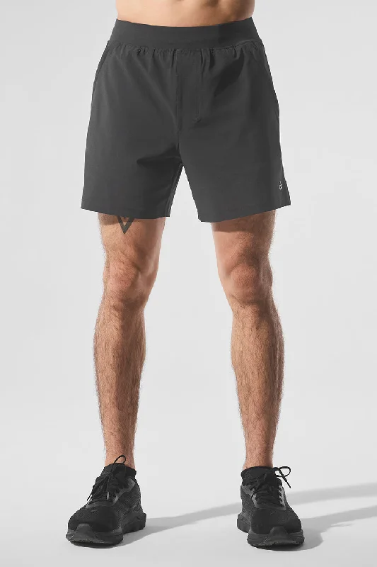 Men's distressed cotton shorts for a bohemian - inspired style 5" Repetition Short - Anthracite Men's distressed cotton shorts for a bohemian - inspired style 5" Repetition Short - Anthracite
