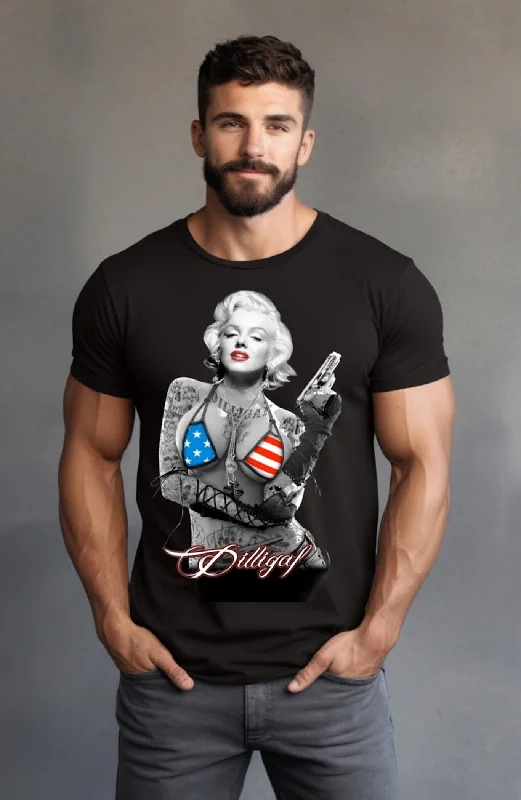 Men's distressed denim - look t - shirts with a rugged appealMarilyn usa Tee
