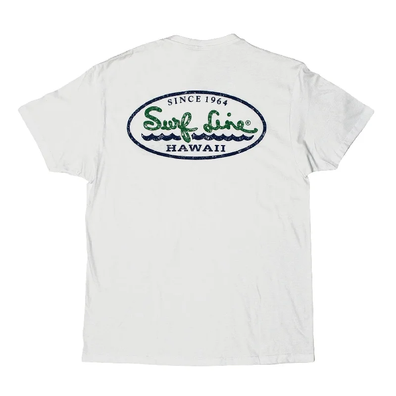 Men's lightweight performance t - shirts for running marathonsOval Distressed Surf Line Hawaii Logo Tee Men's lightweight performance t - shirts for running marathonsOval Distressed Surf Line Hawaii Logo Tee