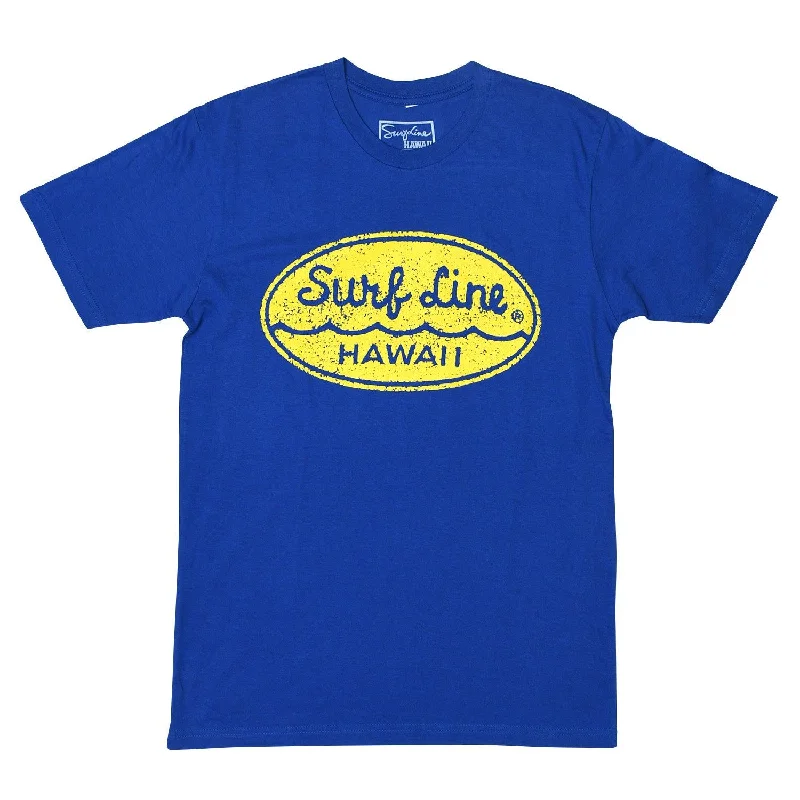 Men's button - front t - shirts with a unique artistic printOval Surf Line Hawaii Script Logo Tee Men's button - front t - shirts with a unique artistic printOval Surf Line Hawaii Script Logo Tee