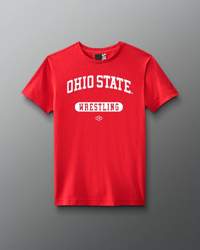 Men's polo t - shirts with a contrast collar for a preppy lookOhio State Wrestling Arch T-Shirt Men's polo t - shirts with a contrast collar for a preppy lookOhio State Wrestling Arch T-Shirt