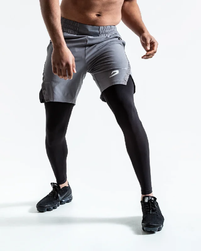 Men's adjustable - length convertible shorts for versatile use Pep Shorts (2-In-1 Training Tights) - Grey/Black Men's adjustable - length convertible shorts for versatile use Pep Shorts (2-In-1 Training Tights) - Grey/Black