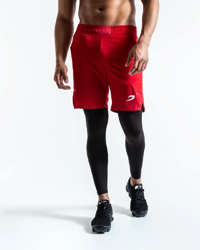 Men's wide - leg linen blend shorts for a relaxed beachside vibe Pep Shorts (2-In-1 Training Tights) - Red/Black Men's wide - leg linen blend shorts for a relaxed beachside vibe Pep Shorts (2-In-1 Training Tights) - Red/Black