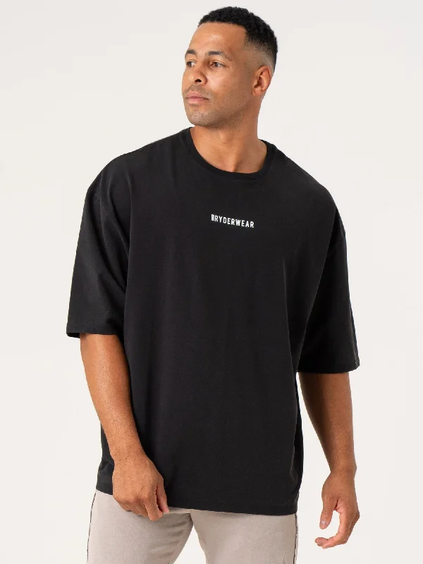 Men's thermal t - shirts with a high - neck design for cold weatherPursuit Oversized T-Shirt - Black Stonewash Men's thermal t - shirts with a high - neck design for cold weatherPursuit Oversized T-Shirt - Black Stonewash