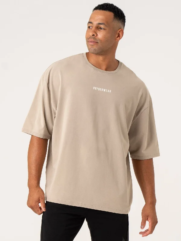 Men's ribbed t - shirts with a textured finish for added stylePursuit Oversized T-Shirt - Taupe Stonewash Men's ribbed t - shirts with a textured finish for added stylePursuit Oversized T-Shirt - Taupe Stonewash