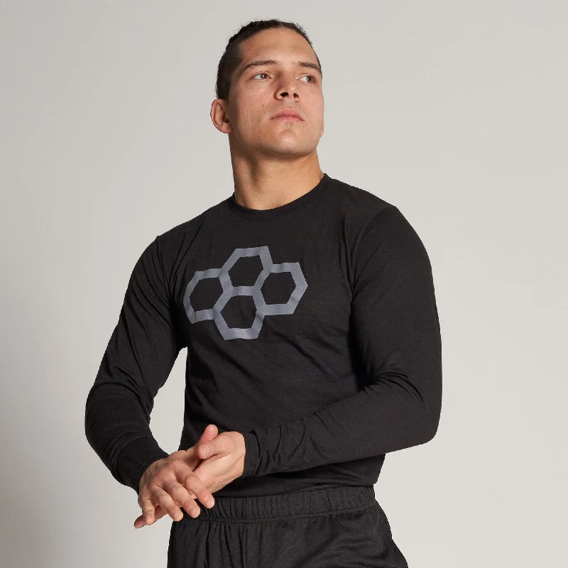 Men's long - sleeve henley t - shirts with button - down placketsRUDIS Big Hex Long Sleeve Men's long - sleeve henley t - shirts with button - down placketsRUDIS Big Hex Long Sleeve