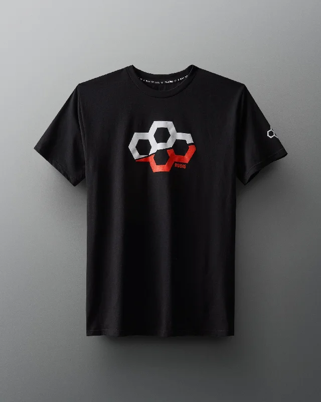 Men's slim - fit graphic t - shirts with vintage rock band printsRUDIS Split Hex T-Shirt Men's slim - fit graphic t - shirts with vintage rock band printsRUDIS Split Hex T-Shirt