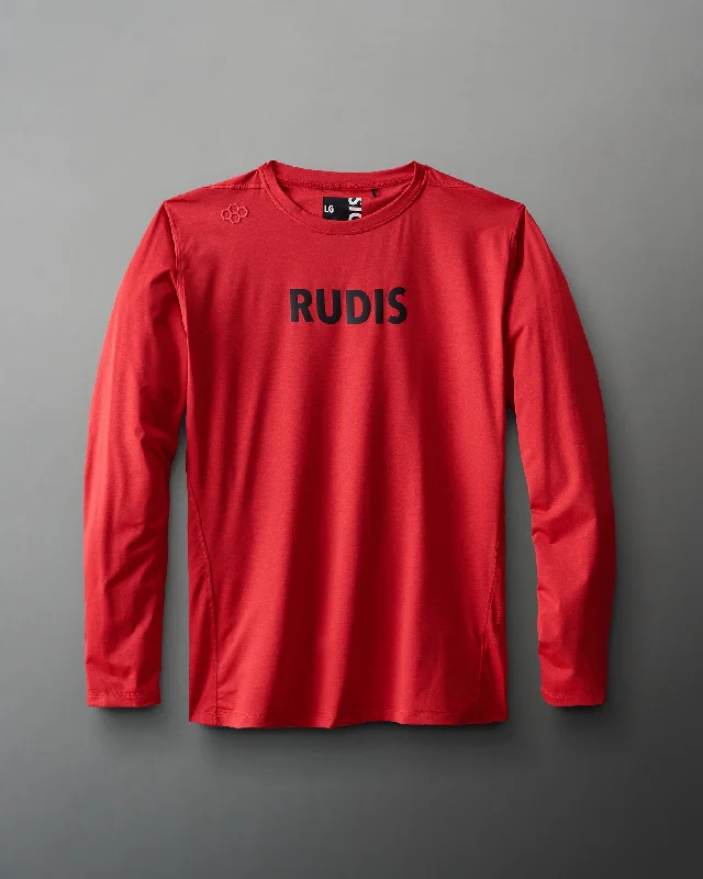 Men's distressed denim - look t - shirts with a rugged appealRUDIS Wordmark Performance Heather Long Sleeve Men's distressed denim - look t - shirts with a rugged appealRUDIS Wordmark Performance Heather Long Sleeve