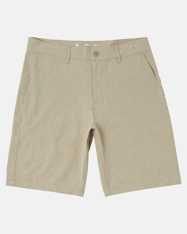 Men's zip - pocket canvas shorts for added functionality during travel RVCA 20" Hybrid Shorts - Khaki Men's zip - pocket canvas shorts for added functionality during travel RVCA 20" Hybrid Shorts - Khaki