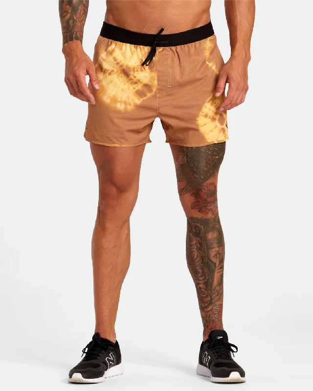 Men's breathable cotton athletic shorts for intense workouts RVCA Runner 14" Elastic Waist Shorts - Gold Tie Dye Men's breathable cotton athletic shorts for intense workouts RVCA Runner 14" Elastic Waist Shorts - Gold Tie Dye
