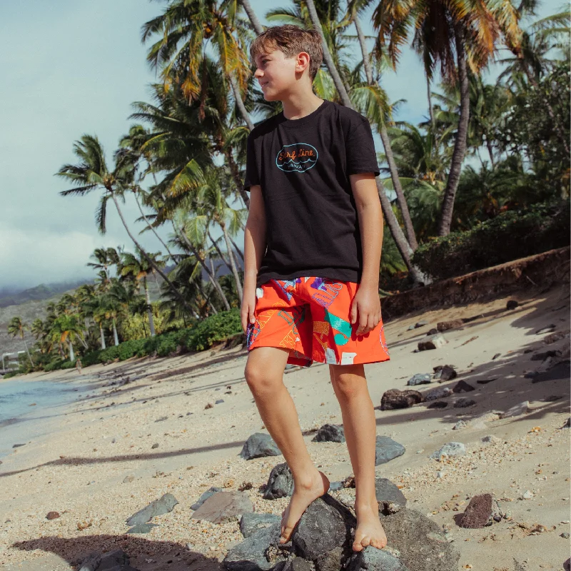 Men's UV - protection t - shirts for outdoor activities in the sunKids Surf Line Hawaii Oval Logo Black Tee