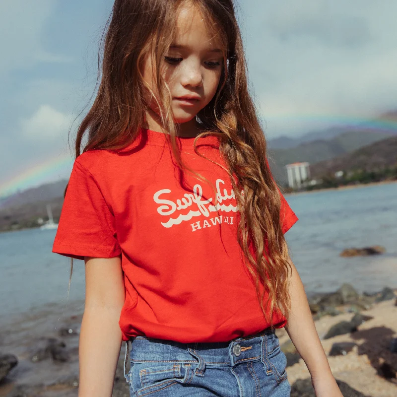 Men's organic cotton crew - neck t - shirts for everyday comfortKids Surf Line Hawaii Script Logo Tee Red Men's organic cotton crew - neck t - shirts for everyday comfortKids Surf Line Hawaii Script Logo Tee Red