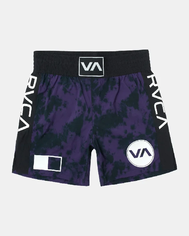 Men's ripped denim shorts for a trendy streetwear aesthetic Spartan 17" Training Shorts - Purps Tie Dye Men's ripped denim shorts for a trendy streetwear aesthetic Spartan 17" Training Shorts - Purps Tie Dye