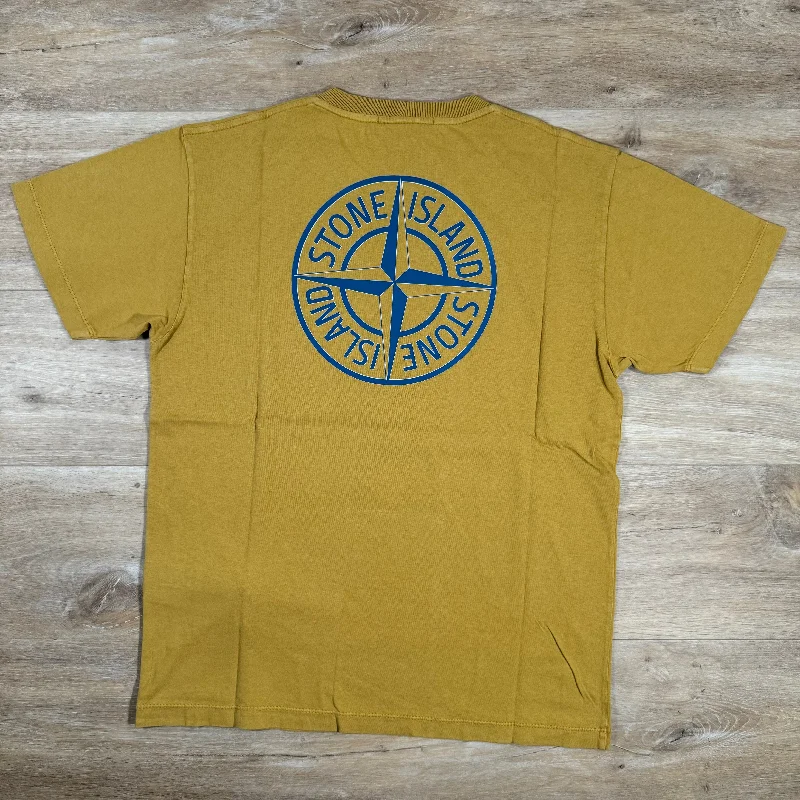Men's thermal t - shirts with a high - neck design for cold weatherStone Island Reverse Graphic Logo T-Shirt in Mustard Men's thermal t - shirts with a high - neck design for cold weatherStone Island Reverse Graphic Logo T-Shirt in Mustard