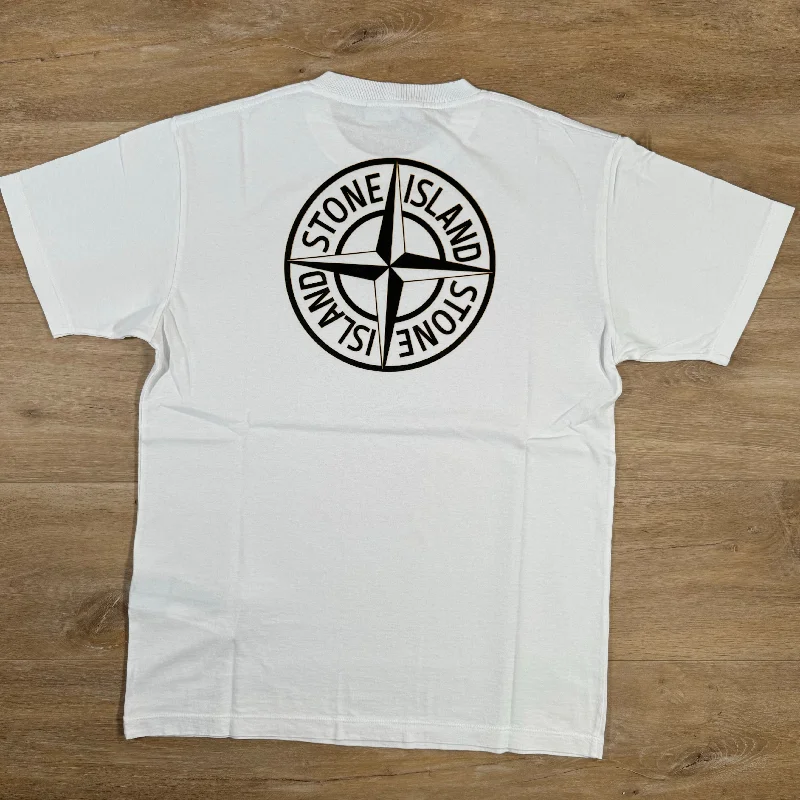 Men's v - neck muscle t - shirts for a body - building aestheticStone Island Reverse Graphic Logo T-Shirt in White Men's v - neck muscle t - shirts for a body - building aestheticStone Island Reverse Graphic Logo T-Shirt in White