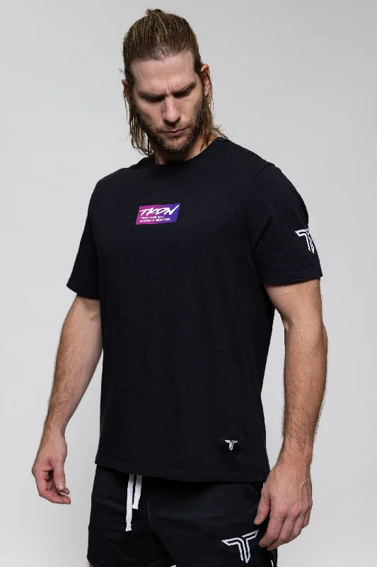 Men's button - front t - shirts with a unique artistic printTKDN Box Gradient T-Shirt - Black Men's button - front t - shirts with a unique artistic printTKDN Box Gradient T-Shirt - Black