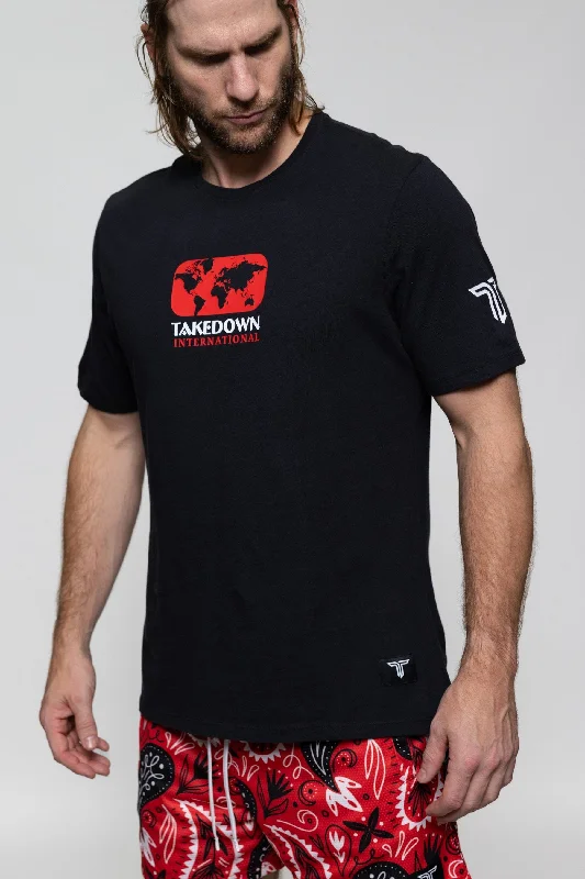 Men's plus - size pocket t - shirts with a classic lookRed Map T-Shirt - Black