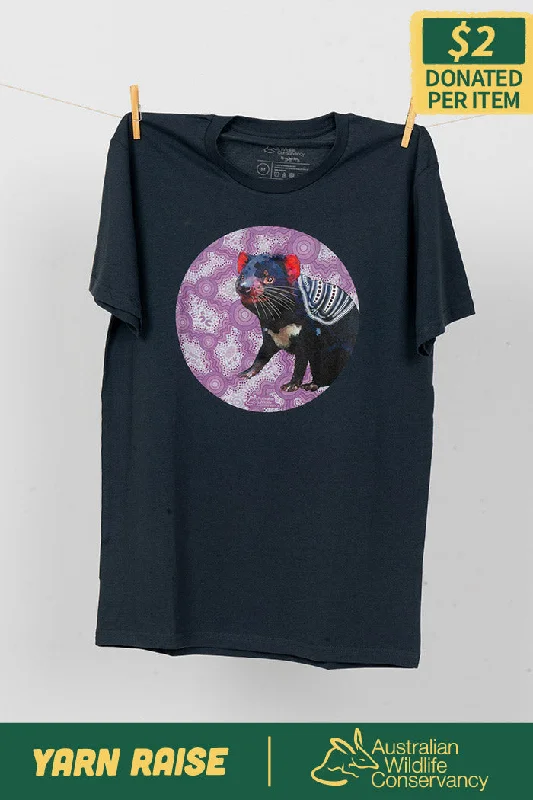 Men's plus - size pocket t - shirts with a classic lookTasmanian Devil 'Australian Wildlife Conservancy' Petrol Blue Cotton Crew Neck Unisex T-Shirt Men's plus - size pocket t - shirts with a classic lookTasmanian Devil 'Australian Wildlife Conservancy' Petrol Blue Cotton Crew Neck Unisex T-Shirt
