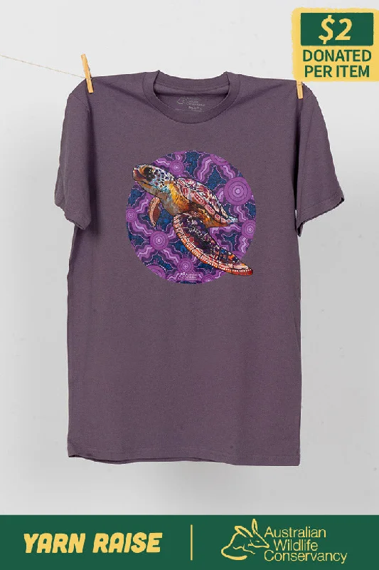 Men's ribbed t - shirts with a textured finish for added styleSea Turtle 'Australian Wildlife Conservancy' Mauve Cotton Crew Neck Unisex T-Shirt Men's ribbed t - shirts with a textured finish for added styleSea Turtle 'Australian Wildlife Conservancy' Mauve Cotton Crew Neck Unisex T-Shirt