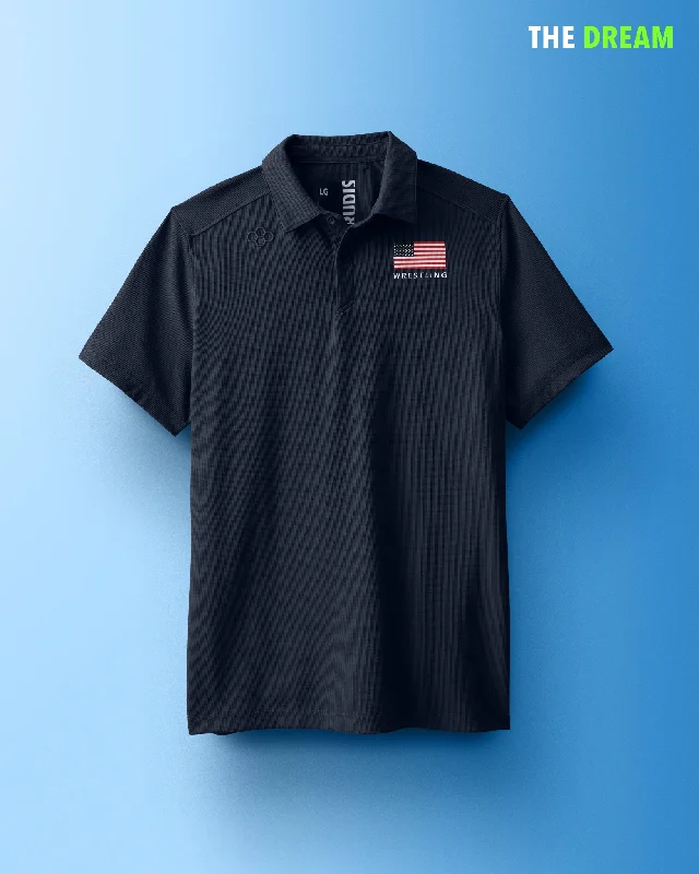 Men's ribbed t - shirts with a textured finish for added styleUSA Flag Polo
