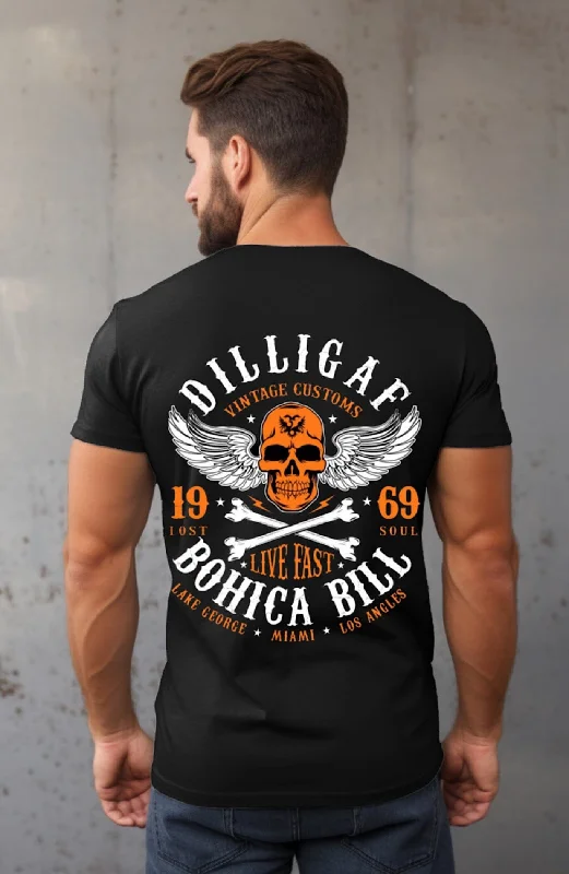 Men's printed Hawaiian t - shirts for tropical vacationsVintage Customs/Live Fast tshirt Men's printed Hawaiian t - shirts for tropical vacationsVintage Customs/Live Fast tshirt